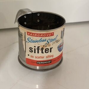 Vintage Fairgrove Stainless Steel Flour Sifter 1 Cup – New Old Stock (NOS)
